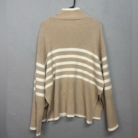 Rails Womens Tessa Beige 1/4 Zip Striped Ribbed Pullover Sweater Top NEW XL - Picture 12 of 12